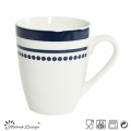 Taza de porcelana de 13 oz con diseño simple de etiqueta azul